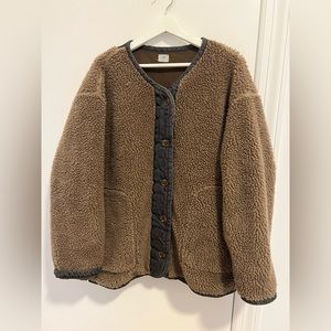 Yo Store brown and denim teddy coat/cardigan
